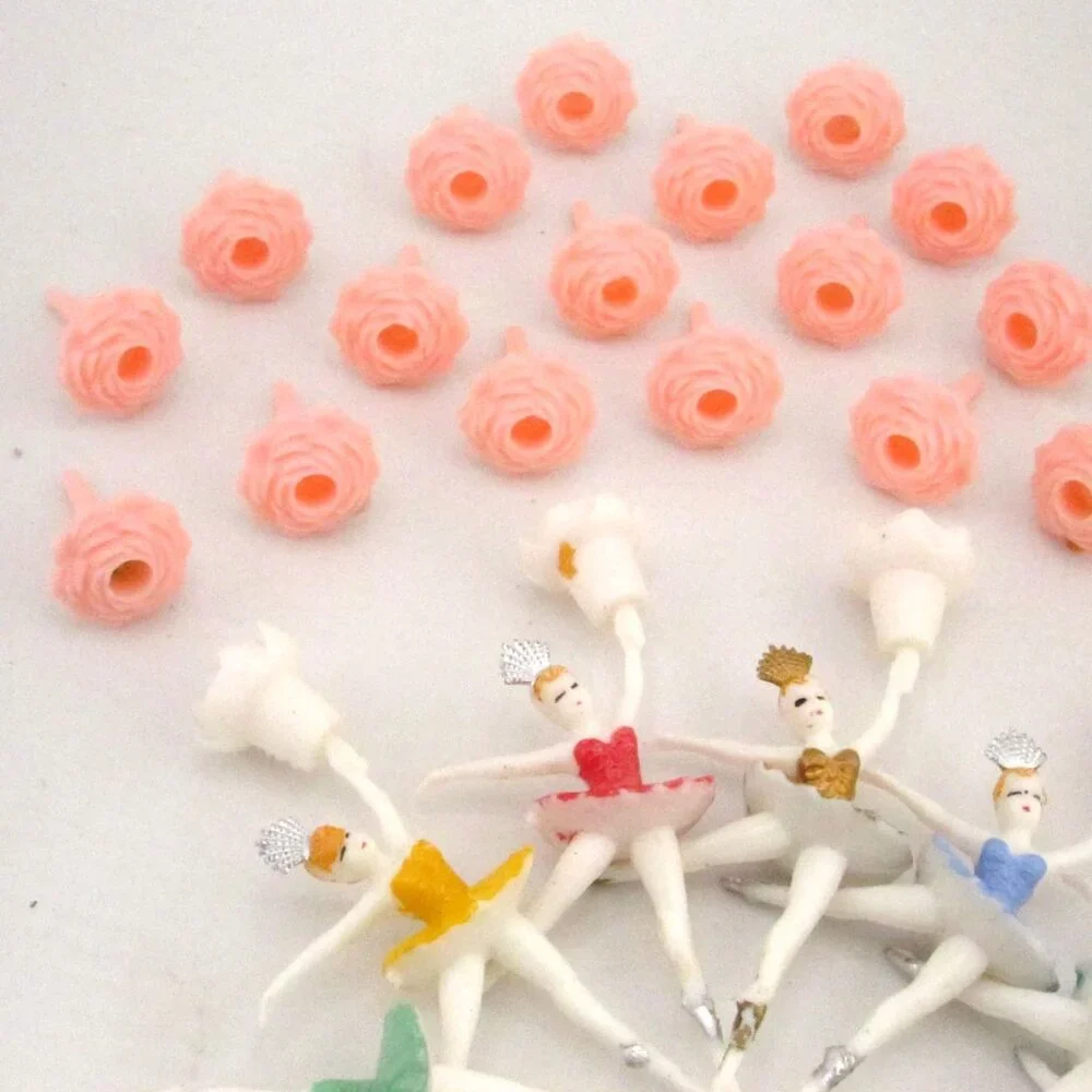 Vintage Ballerina Cake Topper Dancer Candle holder Retro Party Cupcake Birthday